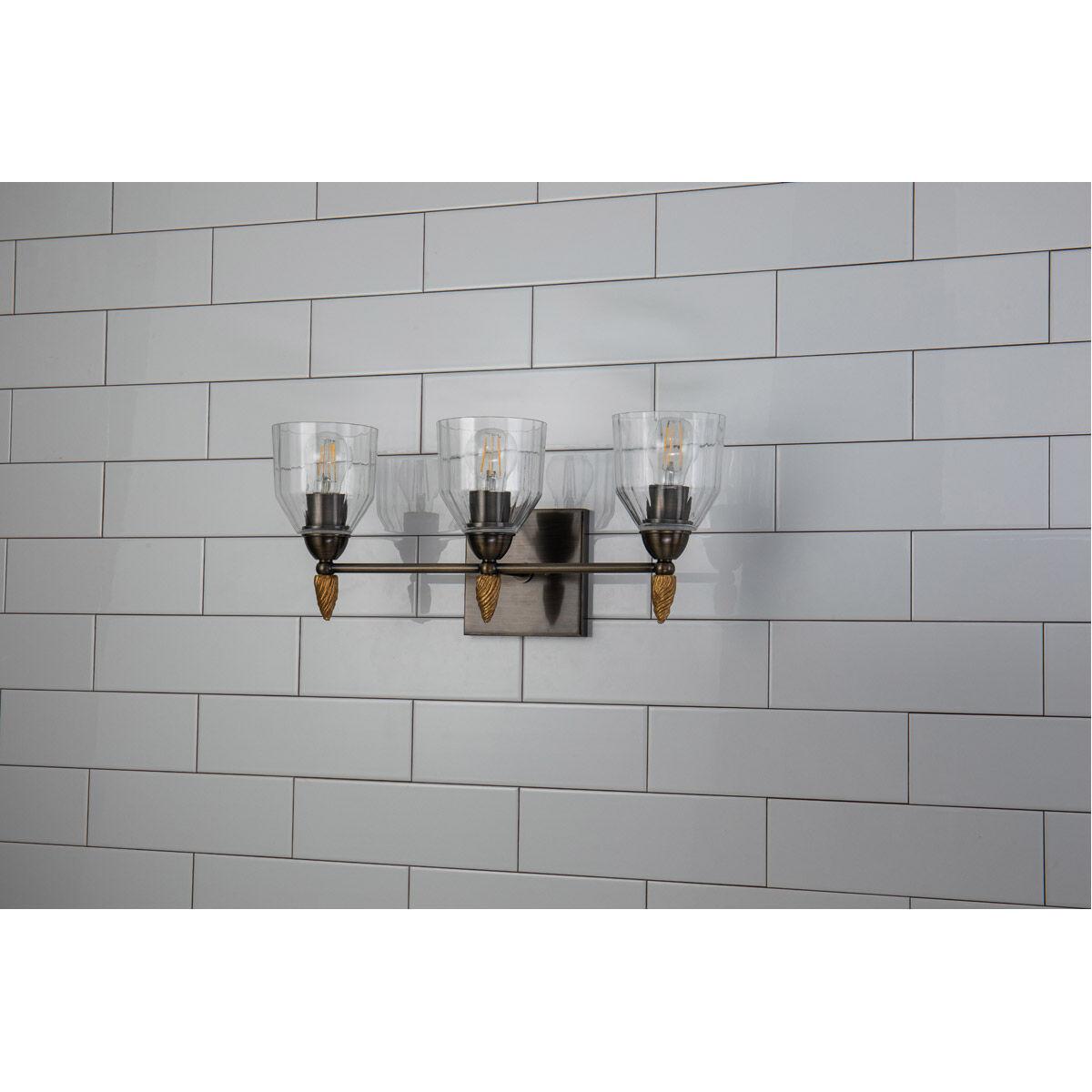 Fun Finial 3 Light 22 inch Dark Bronze Vanity Light Wall Light